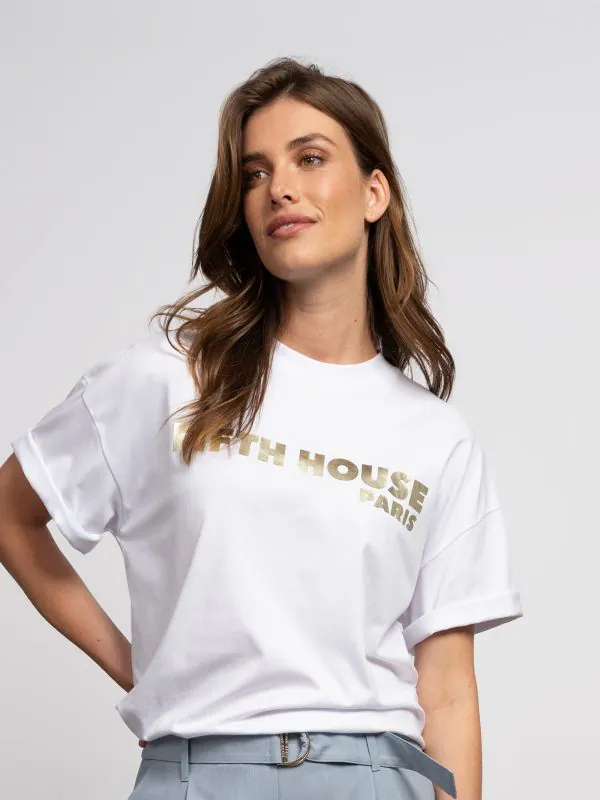 nikkie Losvallend T-shirt met tekstopdruk