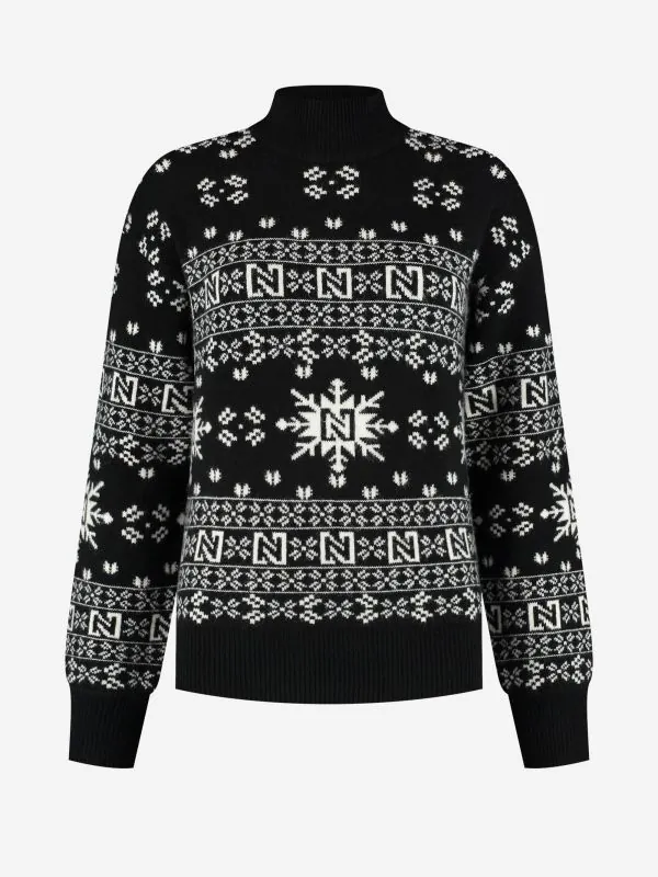 nikkie Losvallende trui met logo patroon en col