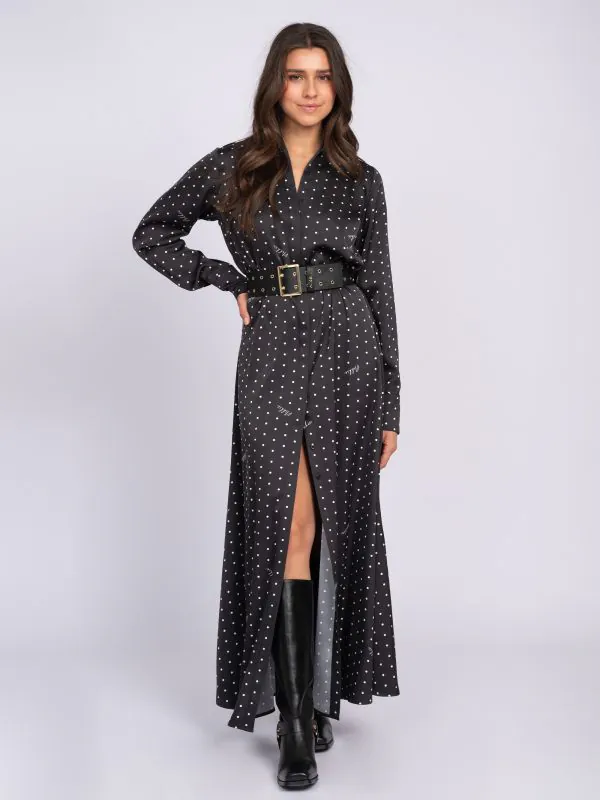 nikkie Maxi jurk met stippen en strikkoord