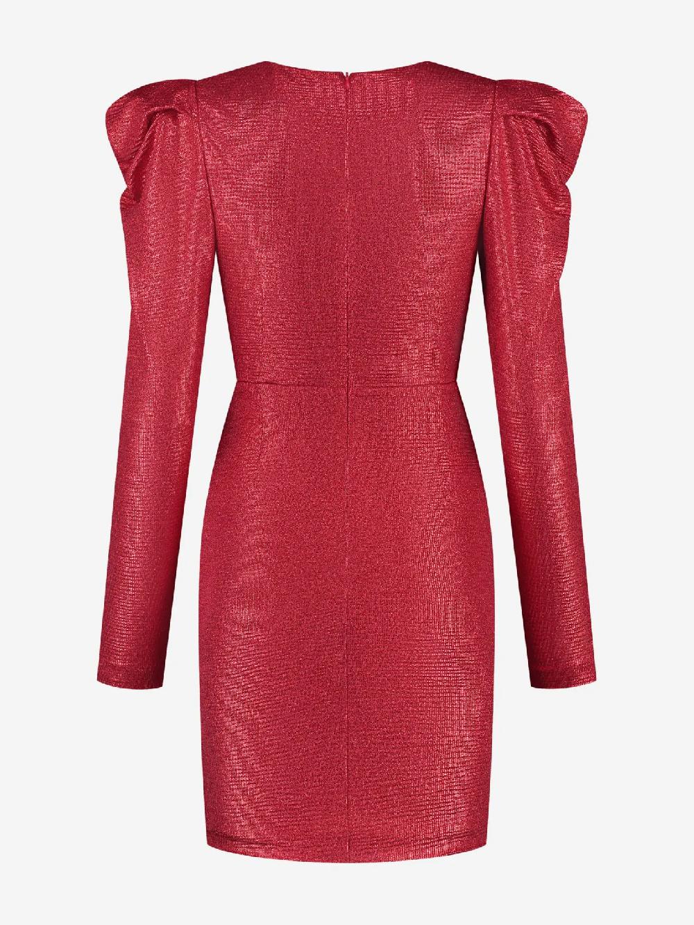 Nikkie Metallic Jurk Met Pofmouwen En Strik Detail