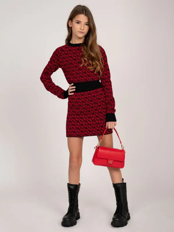 nikkie Mid rise rok met logo patroon