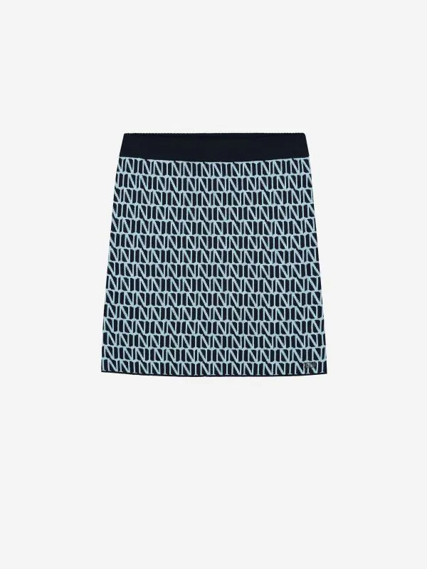 nikkie Mid rise rok met logo patroon