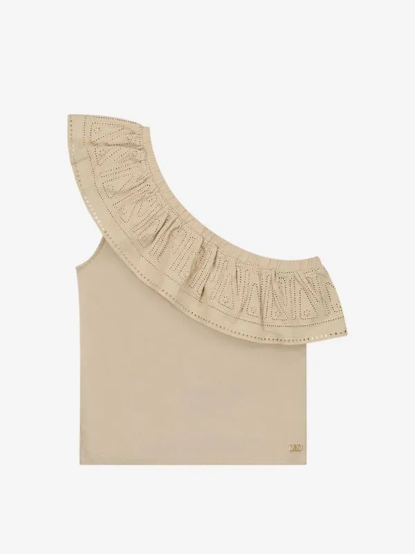 nikkie One shoulder top met embroidery