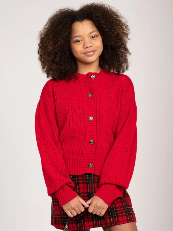 Nikkie Opengebreid Vest Met Logo Patroon