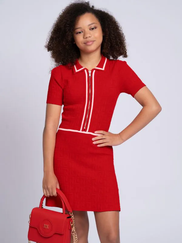 nikkie Opengebreide A-lijn jurk met logo patroon