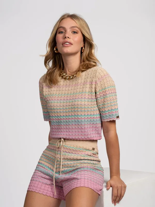 nikkie Opengebreide shorts met glitterdraad