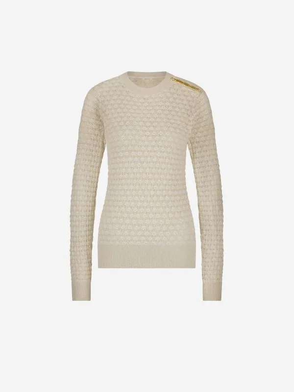 nikkie Opengebreide trui met logo detail