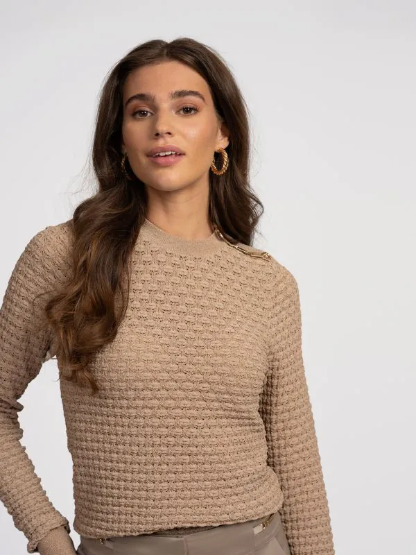 nikkie Opengebreide trui met logo detail