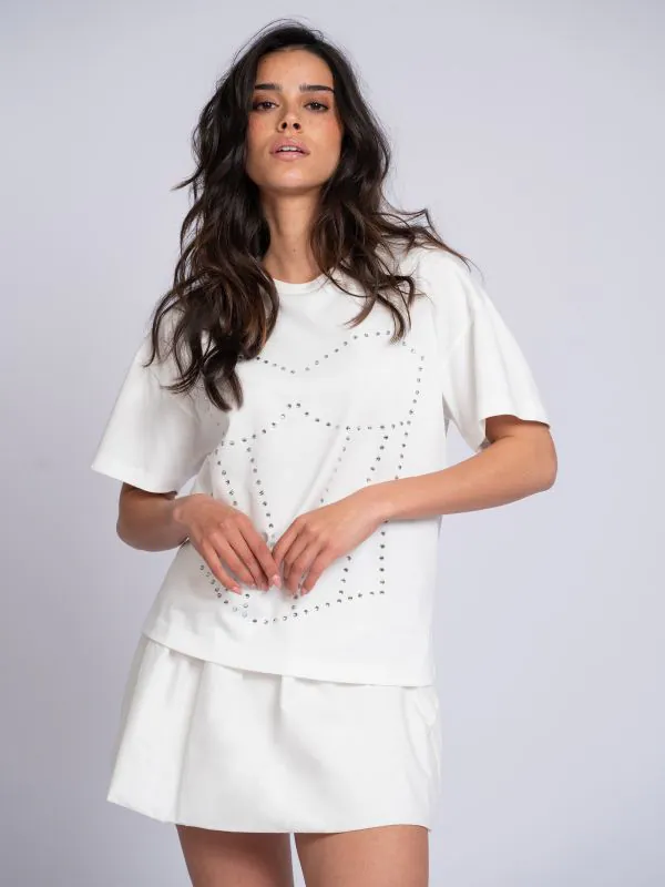 nikkie Oversized T-shirt met strass steentjes