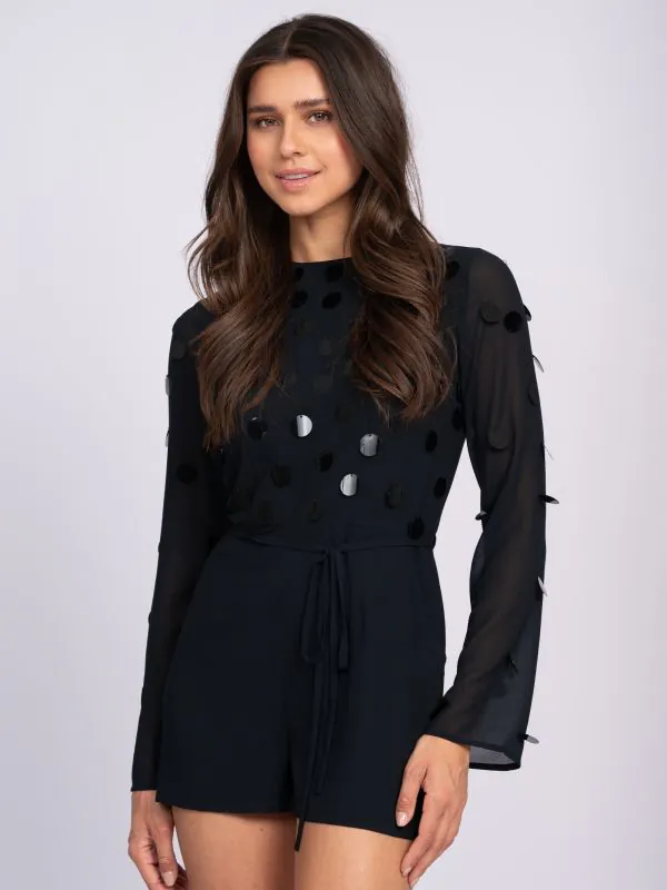 nikkie Playsuit met pailletten en een strikkoord