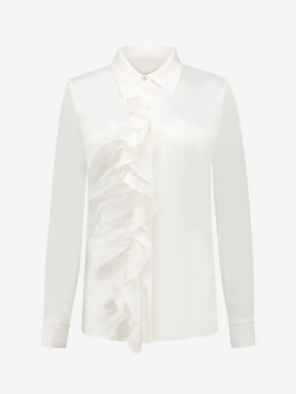 nikkie Satijn-look blouse met ruches