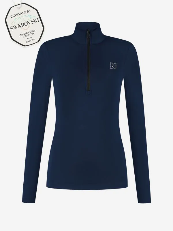 nikkie Ski pully met rits en Swarovski N-logo