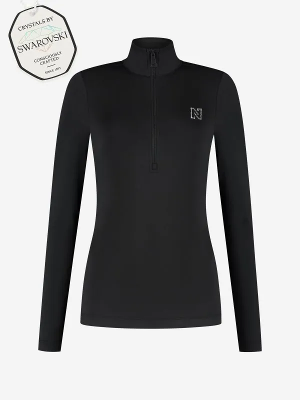 nikkie Ski pully met rits en Swarovski N-logo