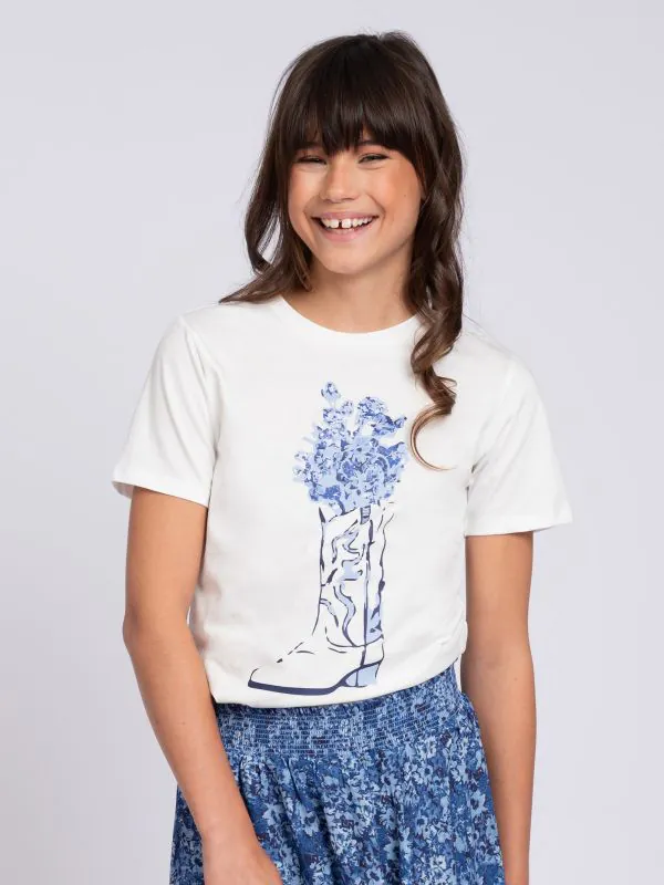 nikkie T-shirt met cowboylaars print