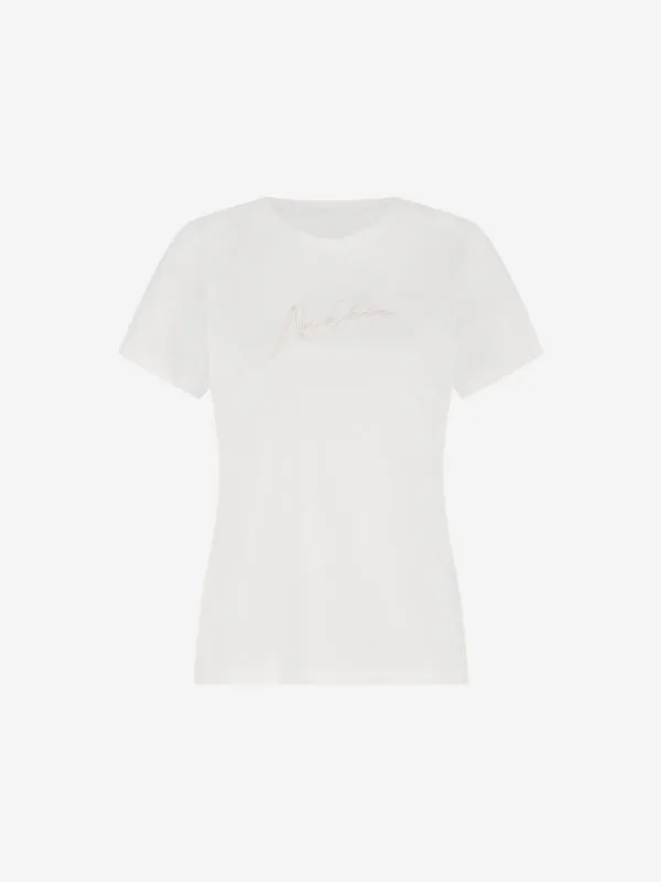nikkie T-shirt met geborduurd logo