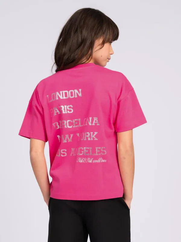 nikkie T-shirt met grafische tekst op achterkant