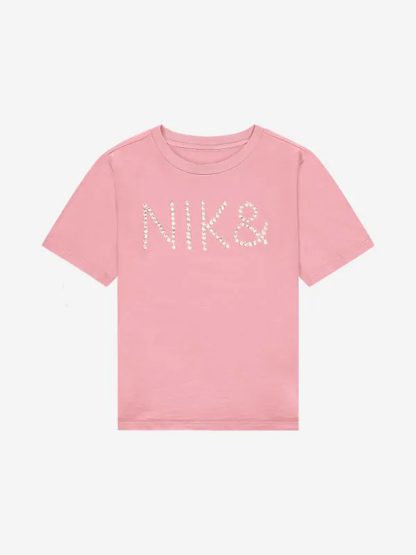 nikkie T-shirt met logo van strass steentjes