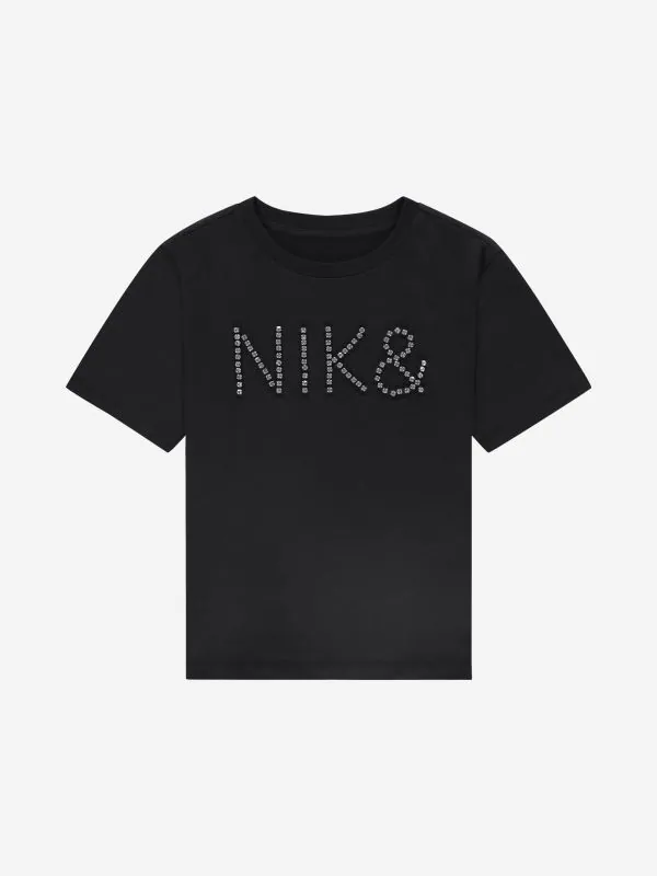 nikkie T-shirt met logo van strass steentjes