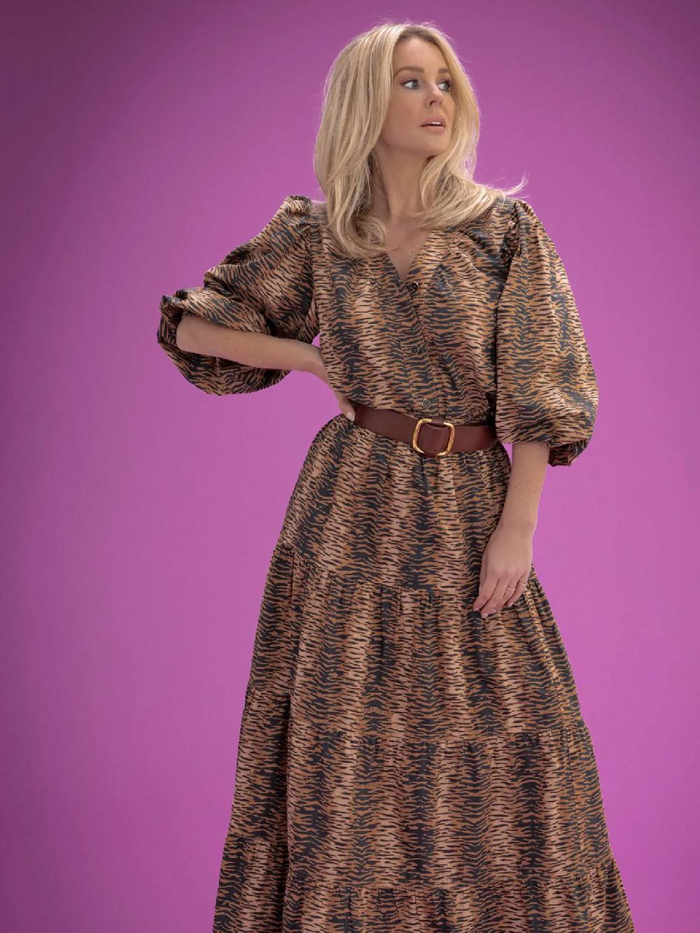 Nikkie Tijgerprint Blouse Met Ballonmouwen