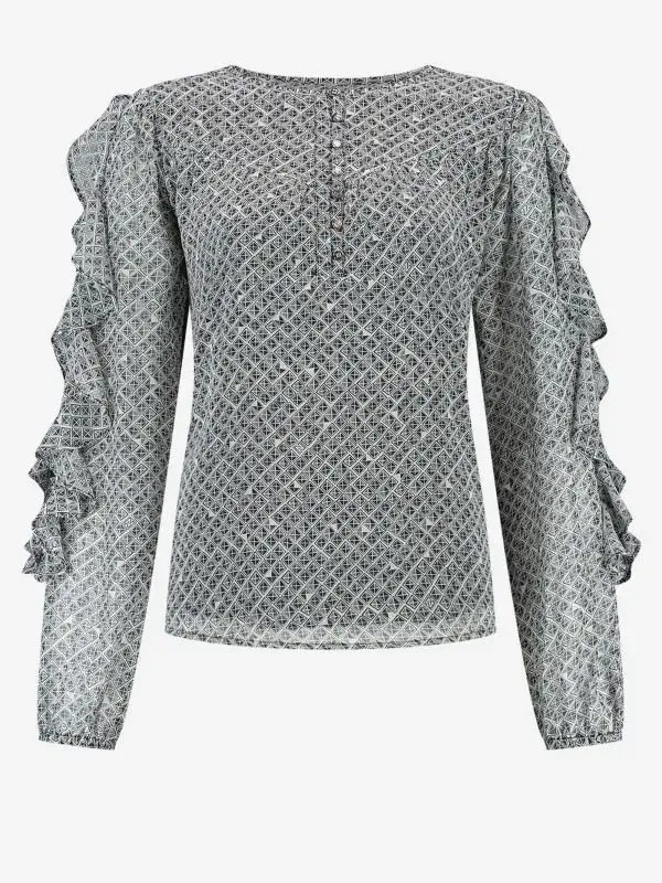 nikkie Top met print en ruches