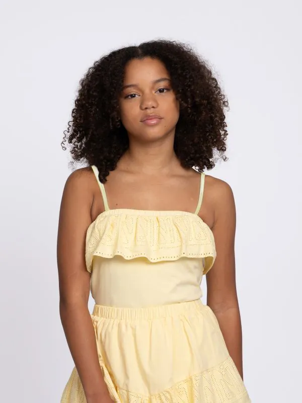 nikkie Top met volant en broderie