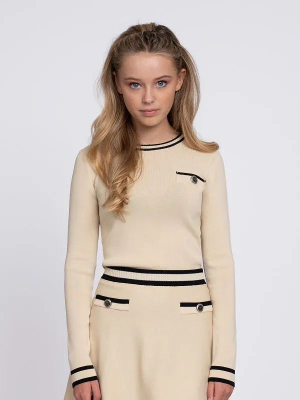 nikkie Trui met zwarte contrastbiezen