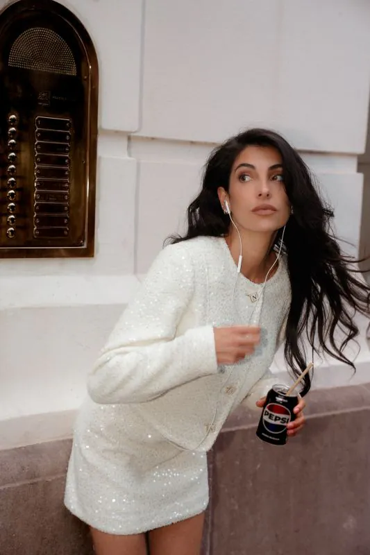 nikkie Tweed jack met pailletten