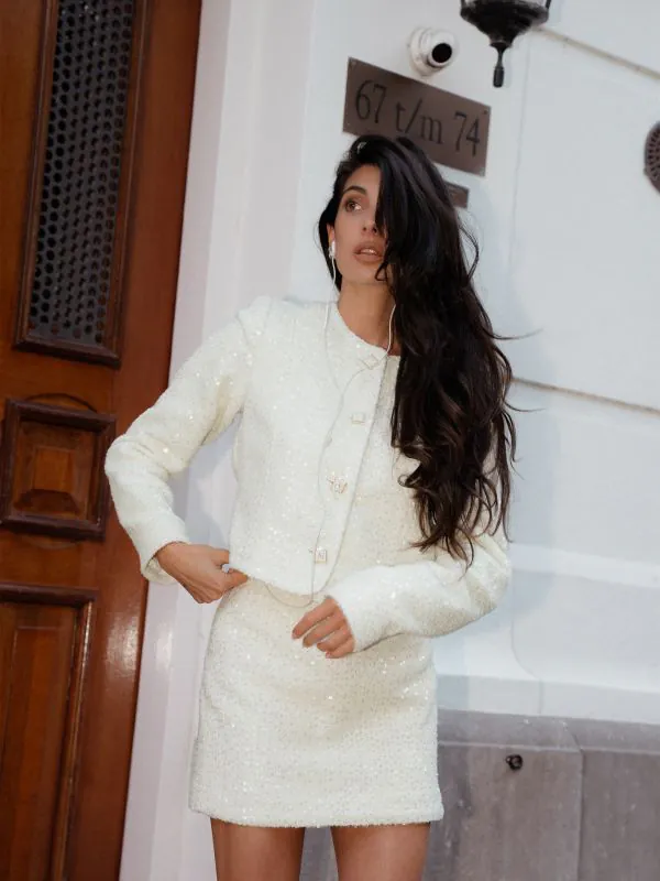 nikkie Tweed rok met pailletten