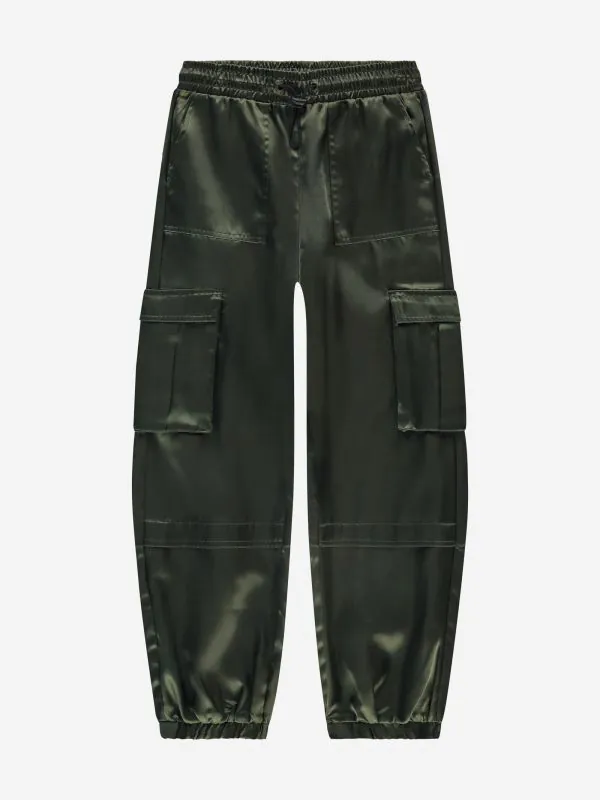 nikkie Satijnen cargobroek met elastische tailleband