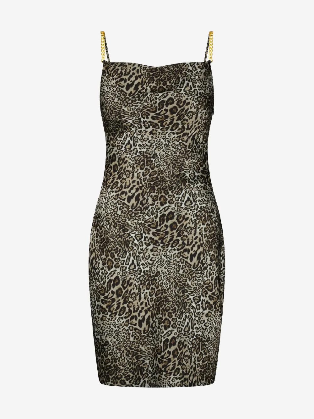 Nikkie Satijnlook Jurk Met Luipaardprint En Watervalhals