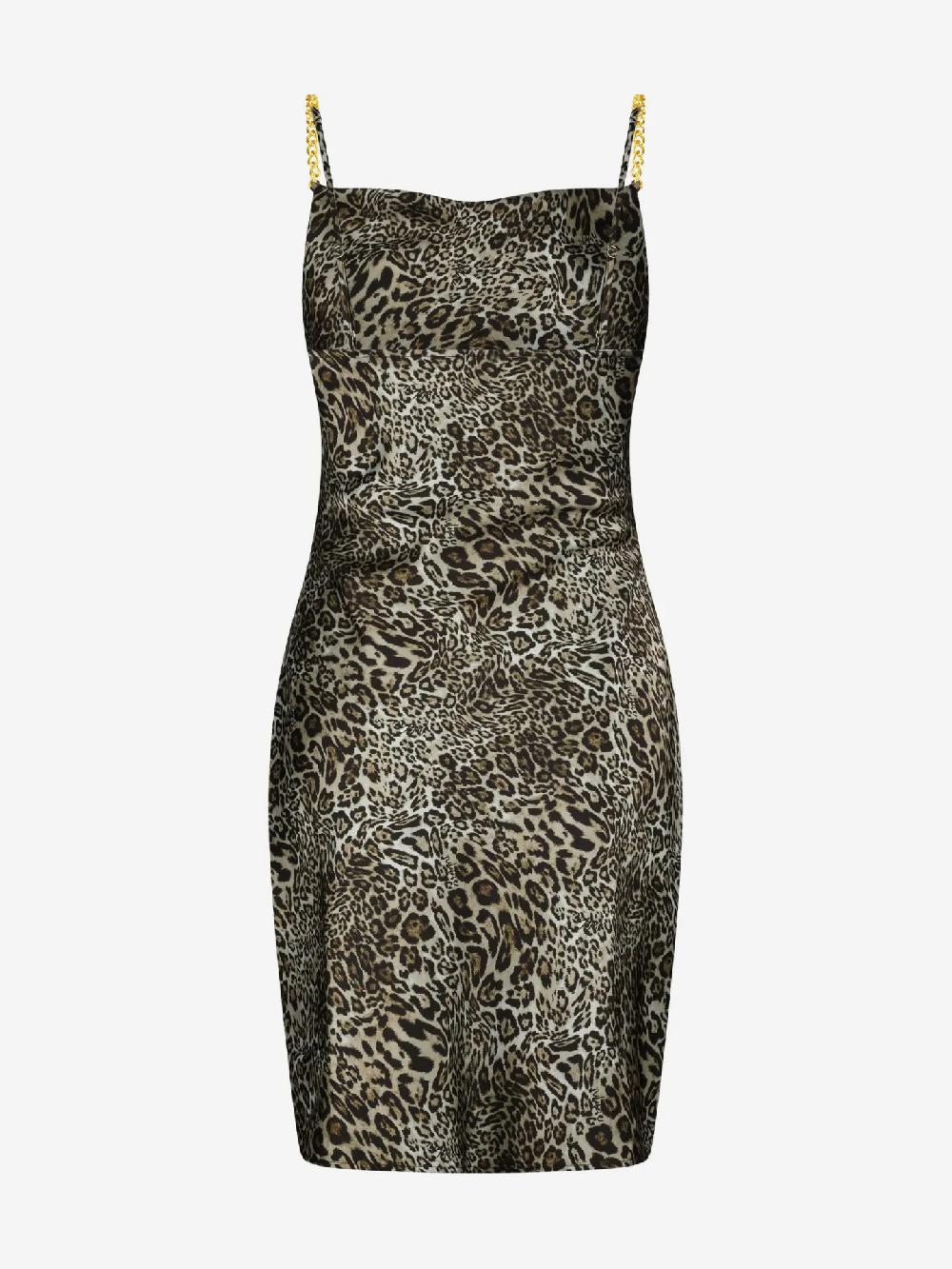 Nikkie Satijnlook Jurk Met Luipaardprint En Watervalhals