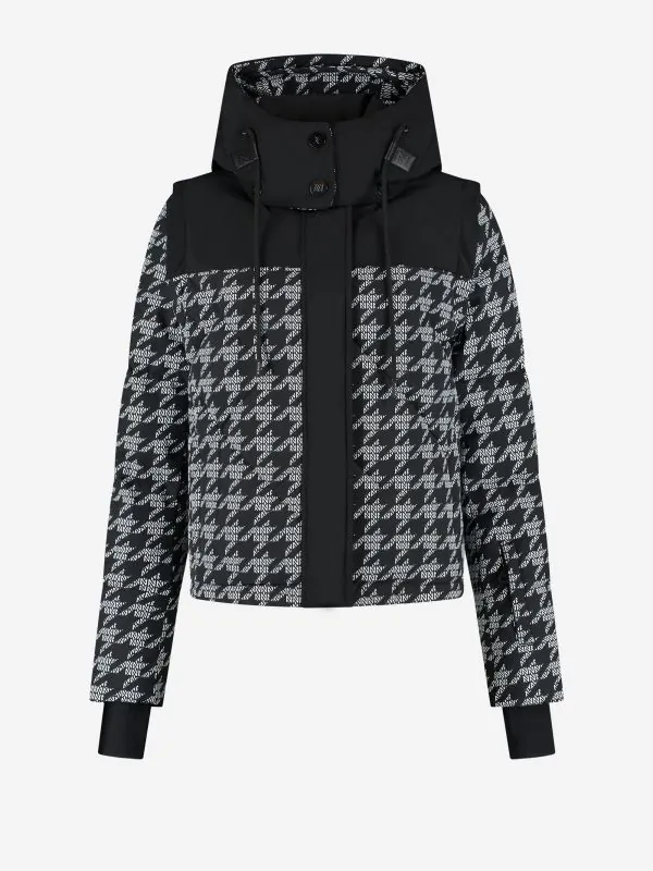 nikkie Ski jas met logo patroon en afneembare mouwen