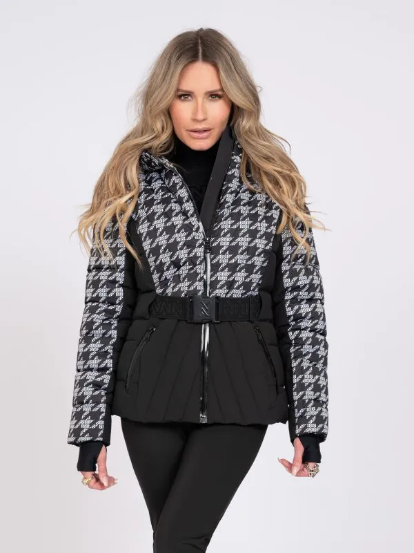 nikkie Ski jas met N-logo patroon en elastische riem