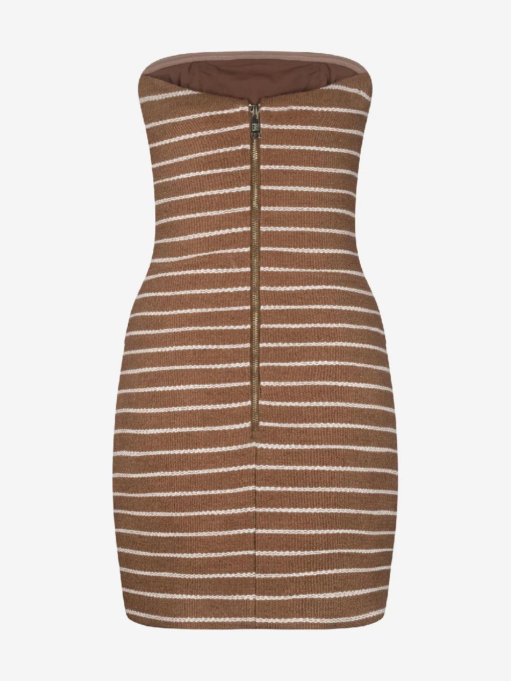 Nikkie Strapless Jurk Met Gestreept Patroon En N-knopen