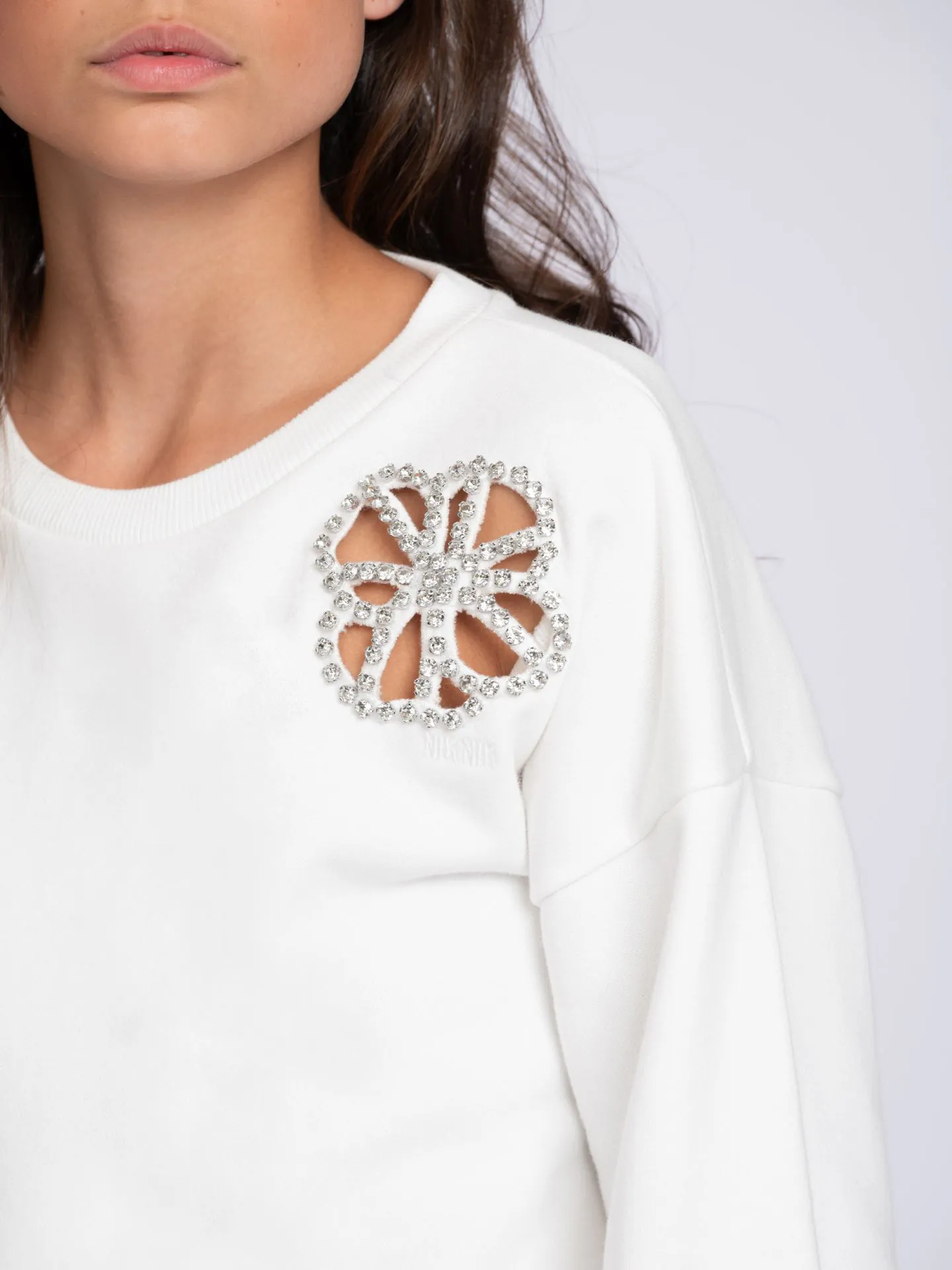 Nikkie Sweater Met Bloemvormige Uitsnede En Strass-details
