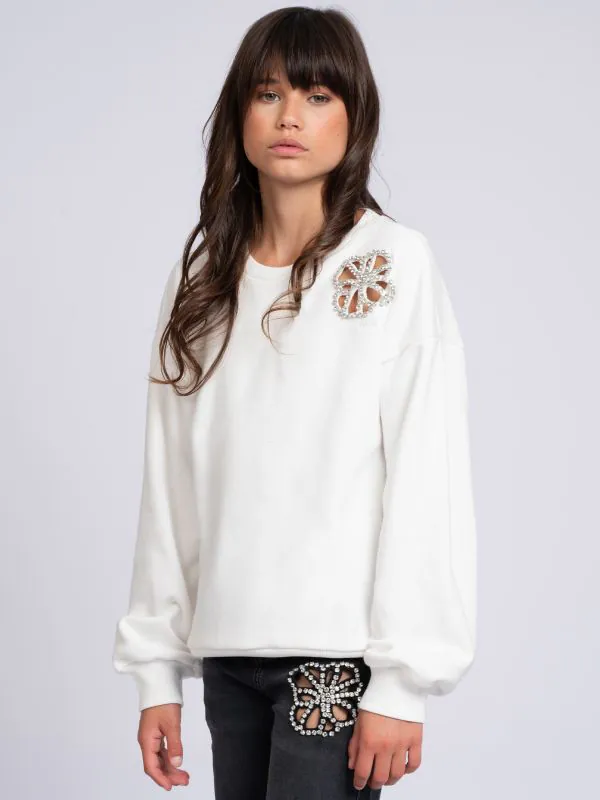Nikkie Sweater Met Bloemvormige Uitsnede En Strass-details