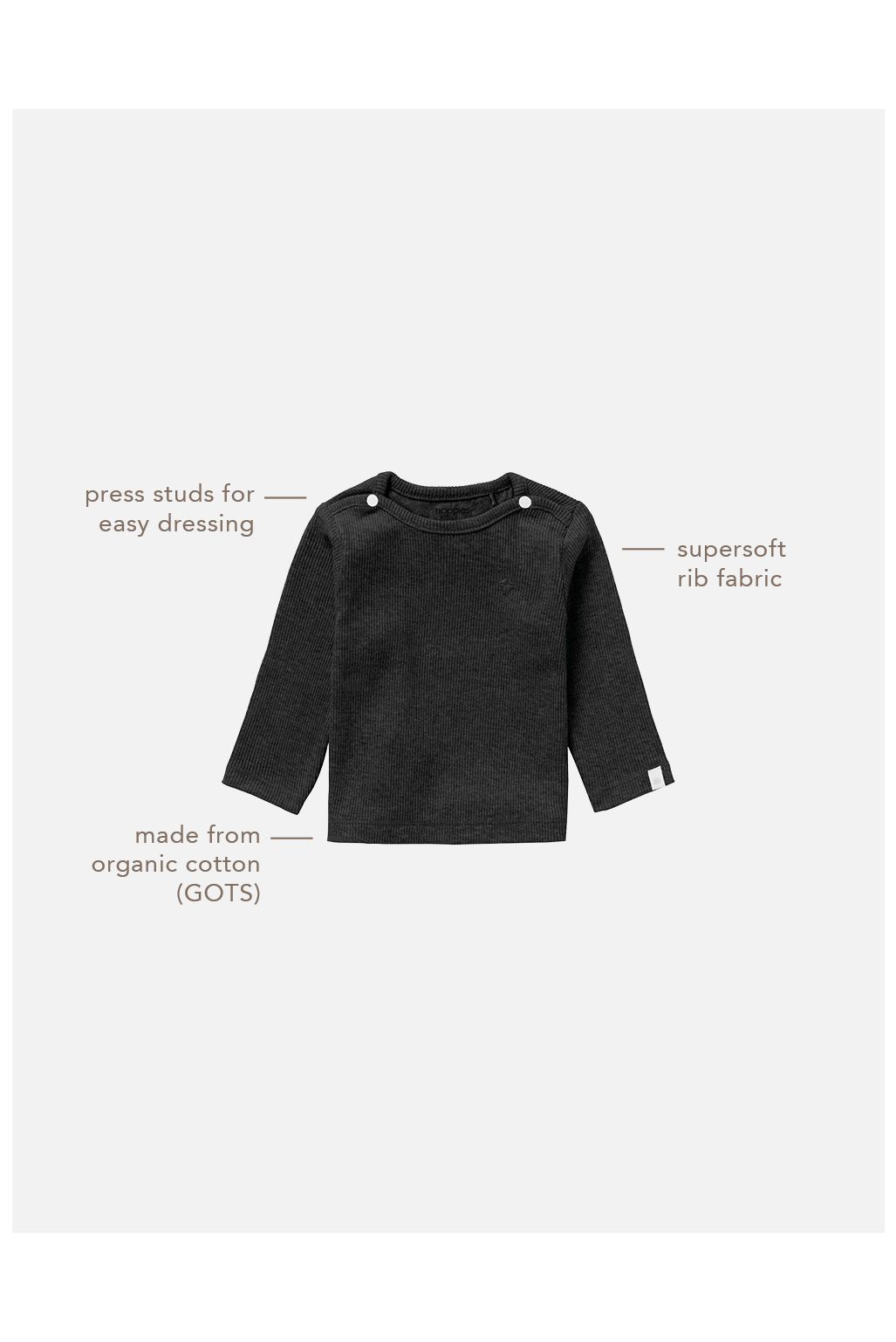 Noppies Longsleeve Natal - Dark Grey Melange