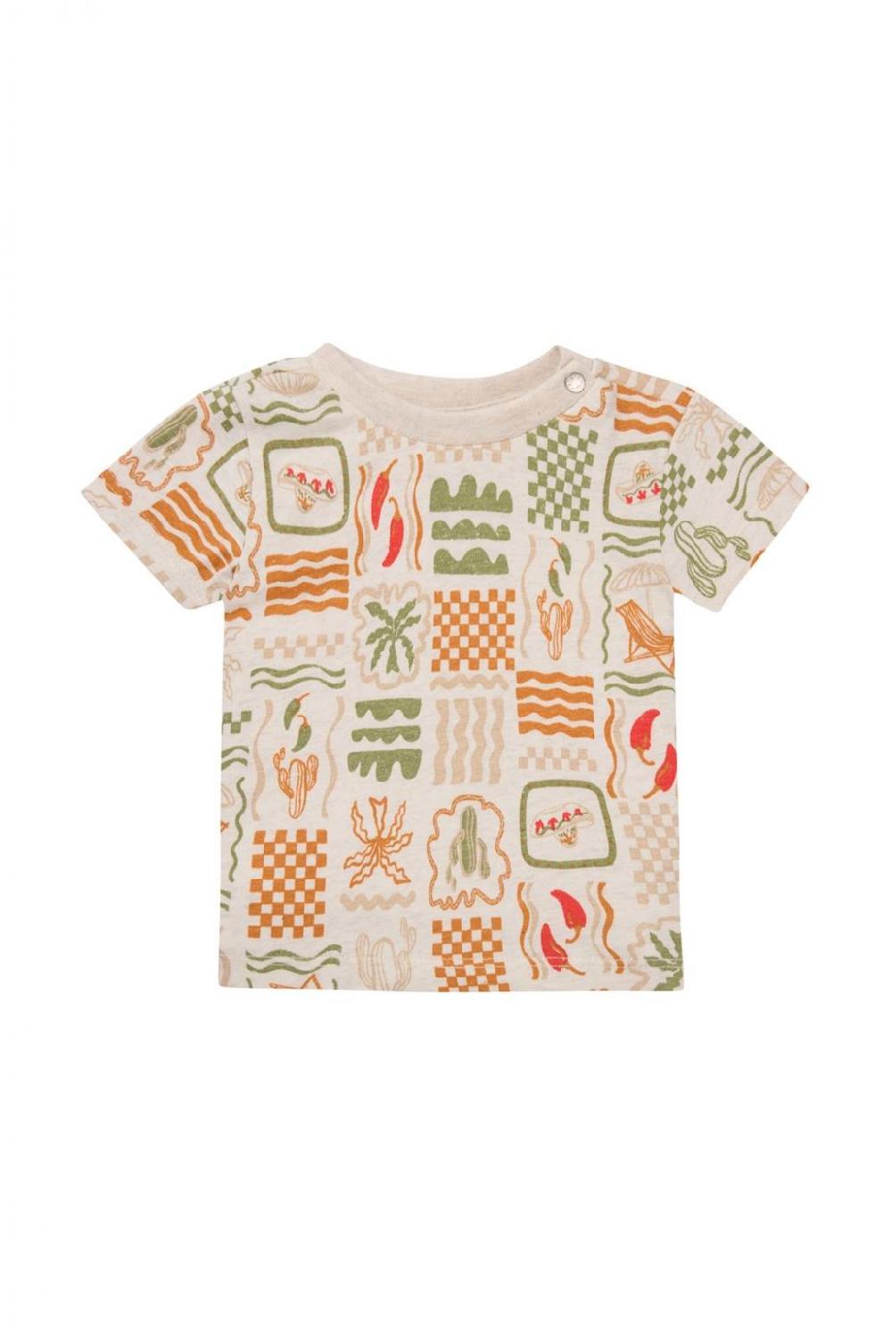 noppies T-shirt Okazaki - Tropical pattern Off white