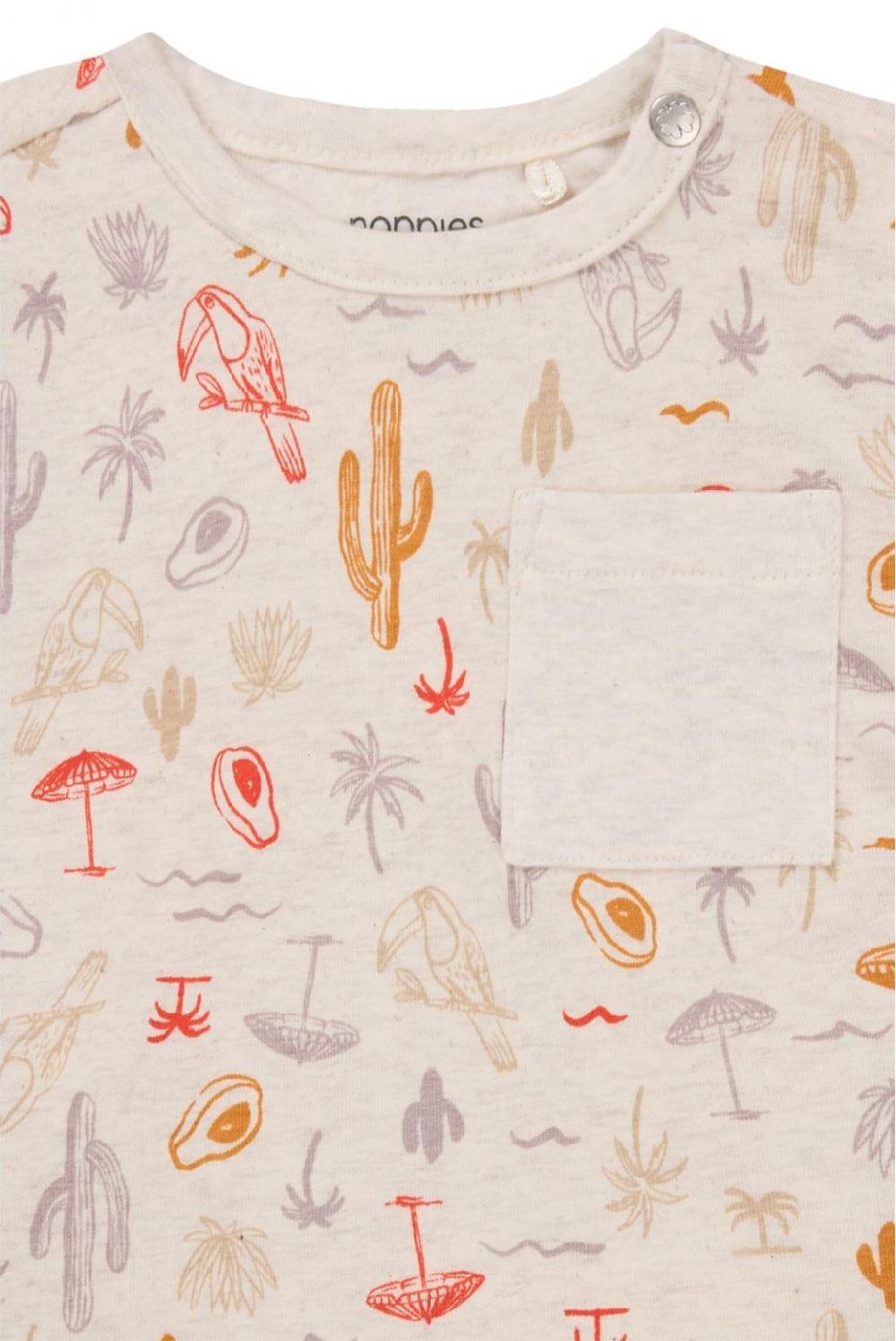 Noppies T-shirt Olle - Tropical Pattern Off White