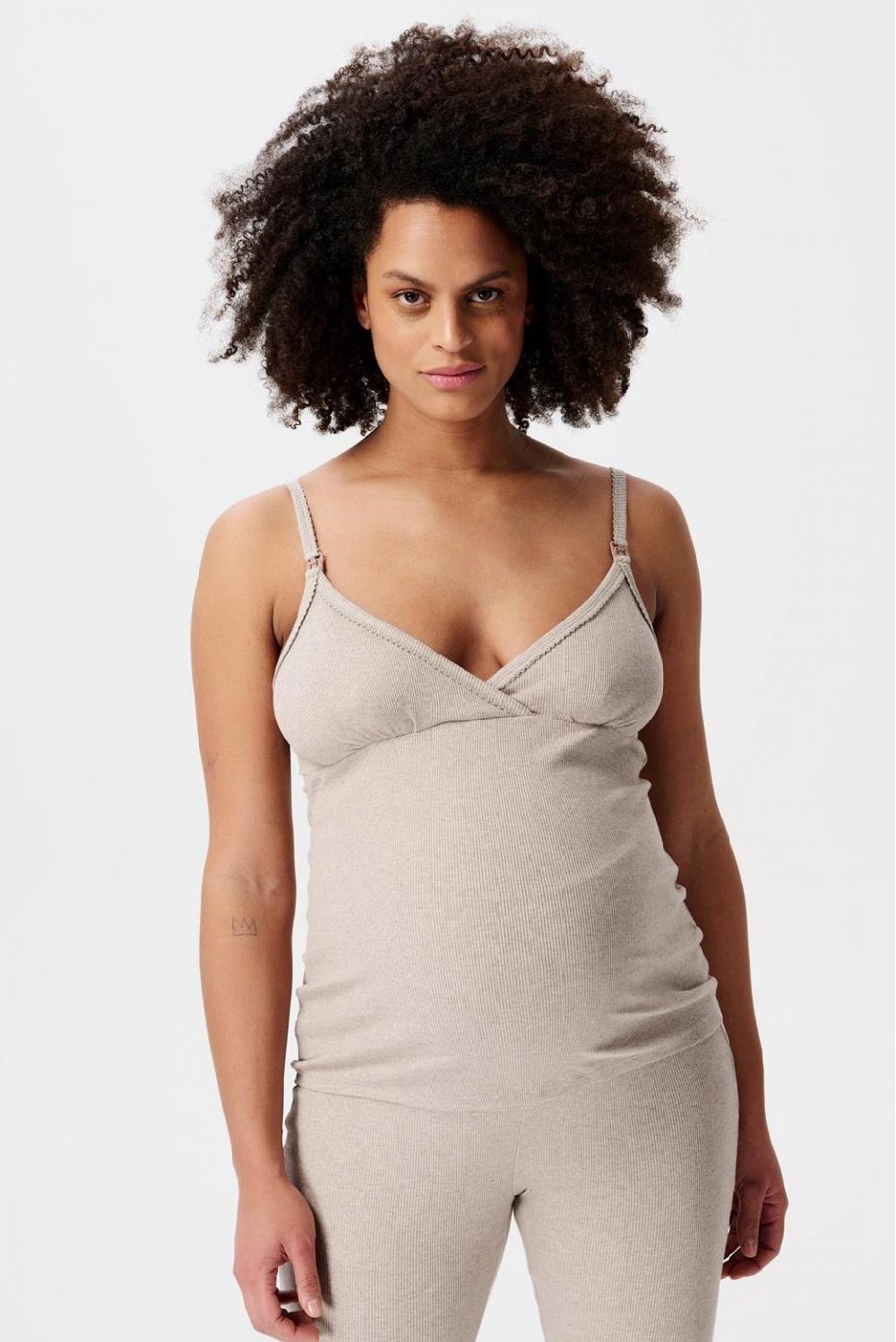 noppies Pyjamatop met voedingsfunctie Maja - Taupe Melange