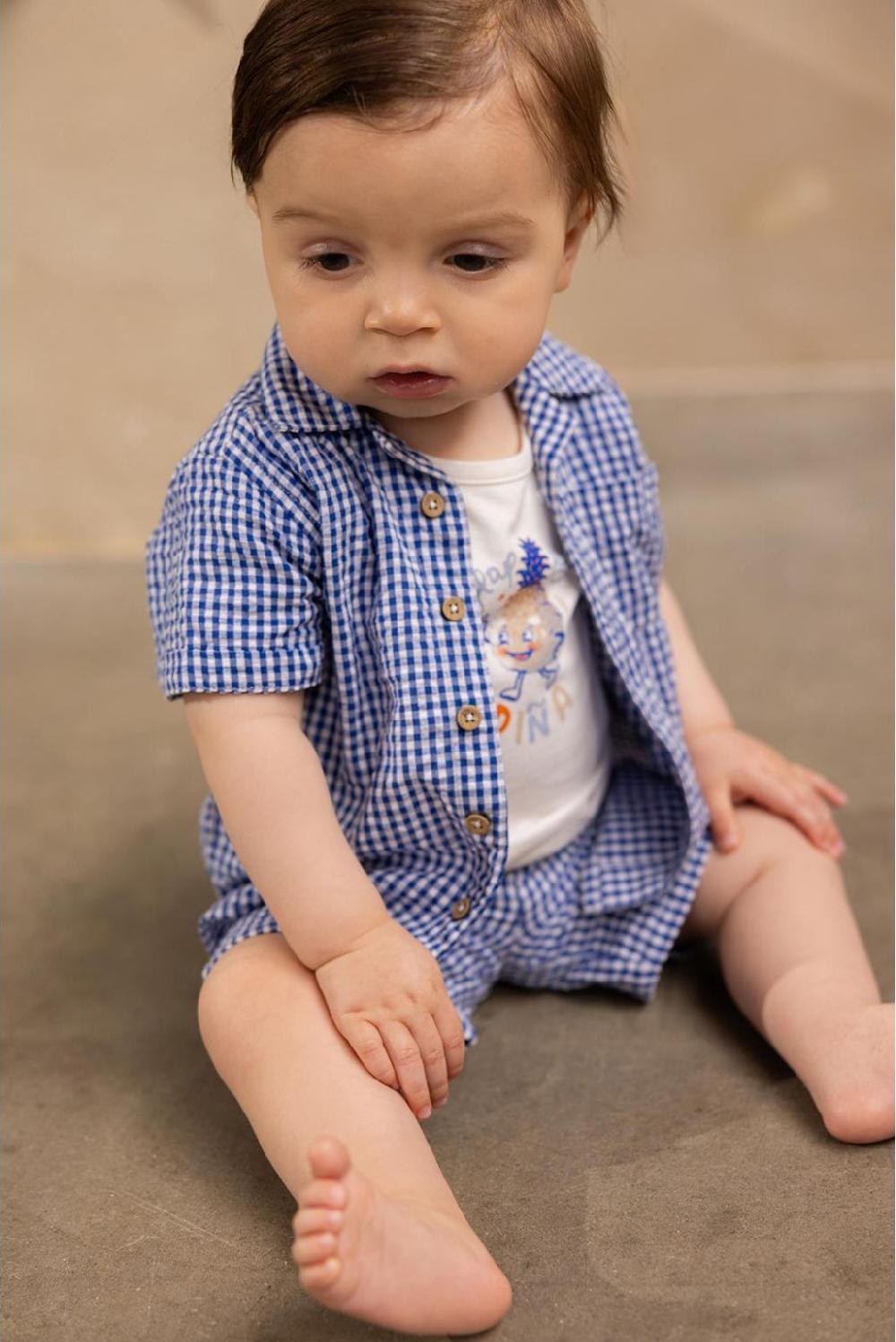 Noppies T-shirt Osnabruck - Check Pattern Medium Blue