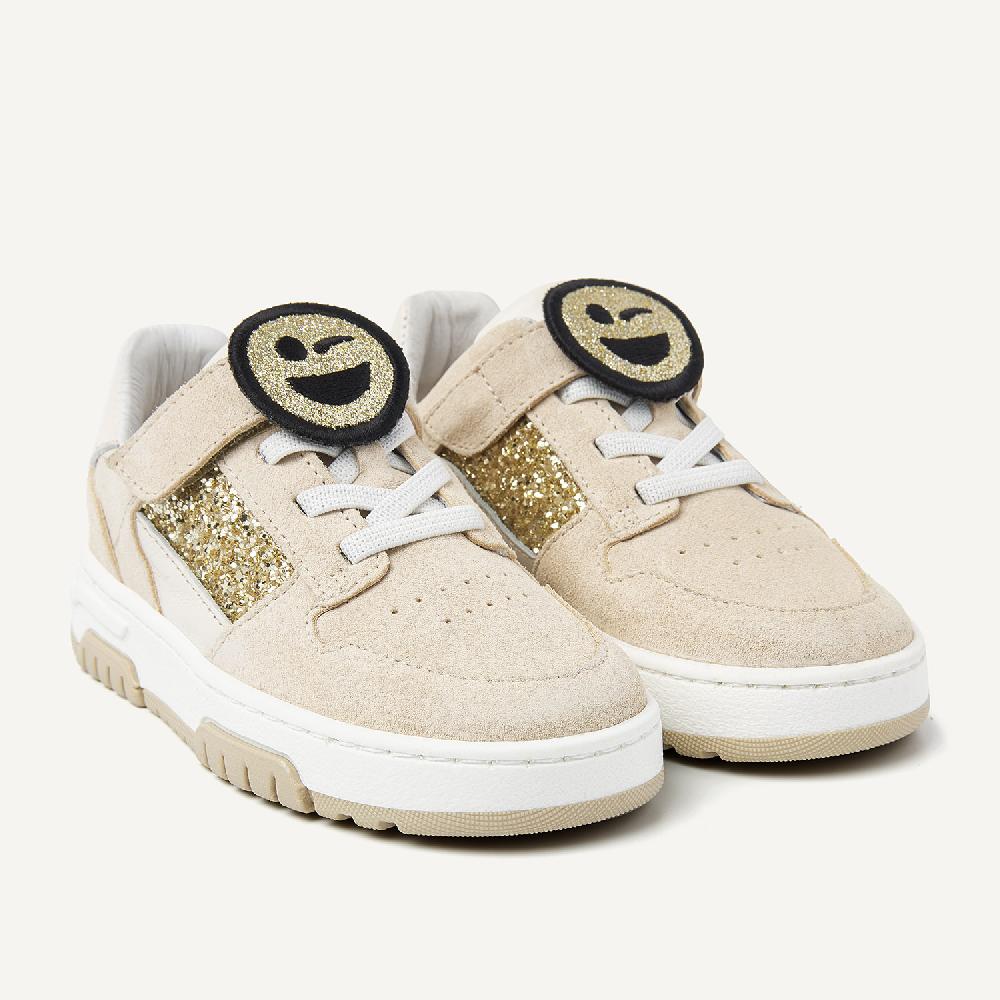 Nubikk Basket Court JR Beige Glitter Sneakers Voor Kids