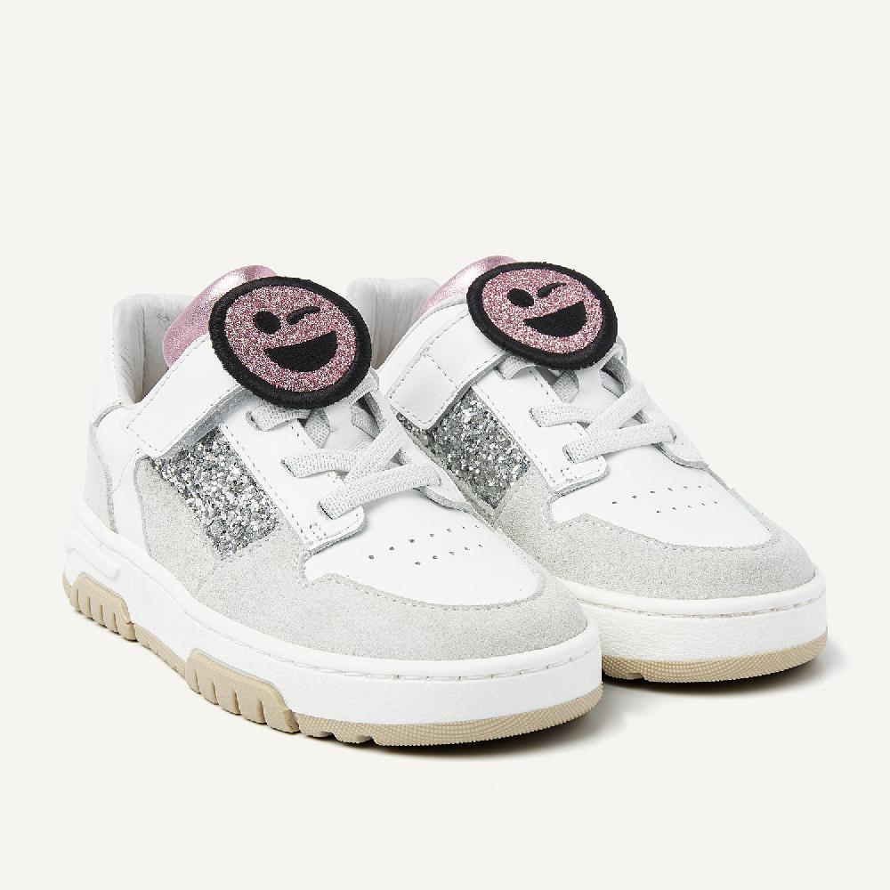 Nubikk Basket Court JR Witte Glitter Sneakers Voor Kids