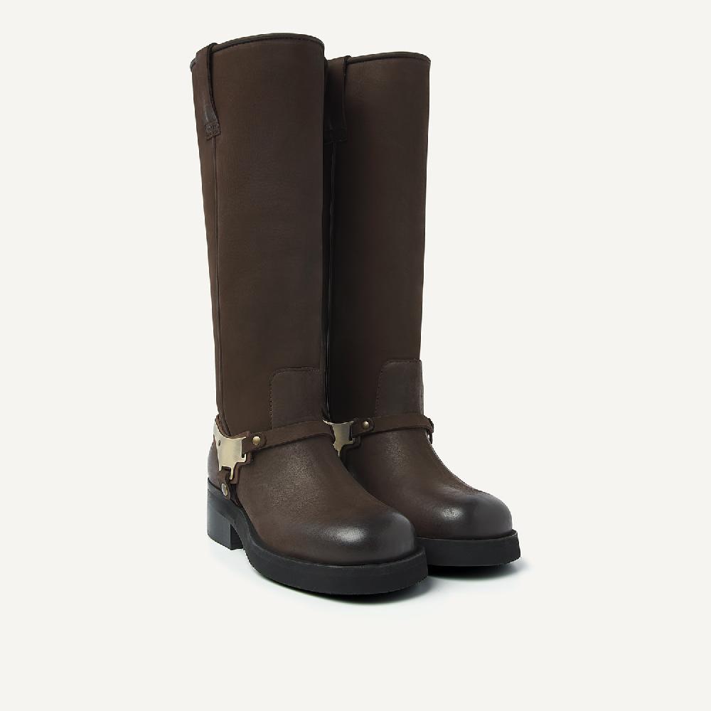 Nubikk Eve Lynn Bruine Nubuck Biker Boots Voor Dames