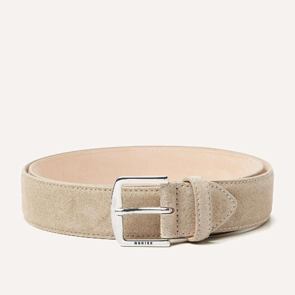 nubikk James Belt Taupe Suède Riem voor Heren