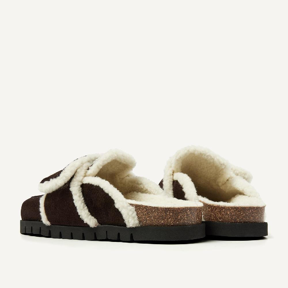 Nubikk Teddy Fur Donkerbruine Slippers Voor Dames