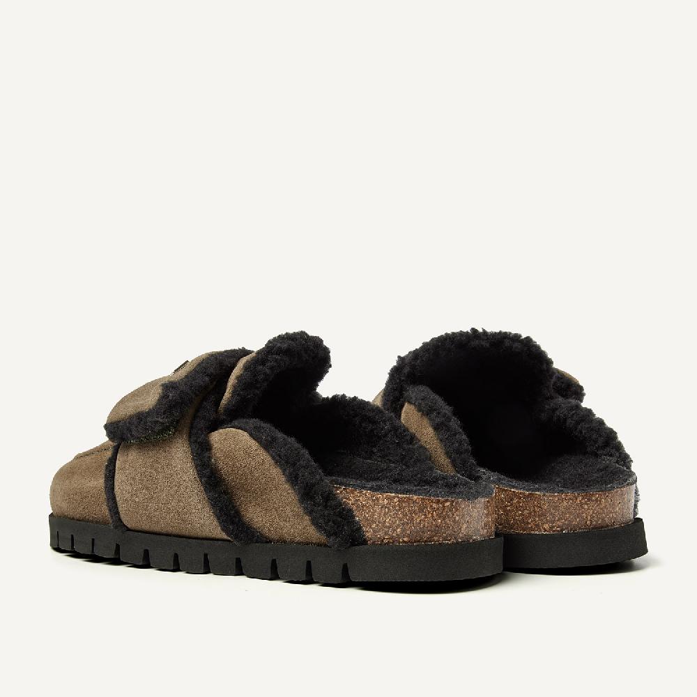 Nubikk Teddy Fur Donkergroene Slippers Voor Dames