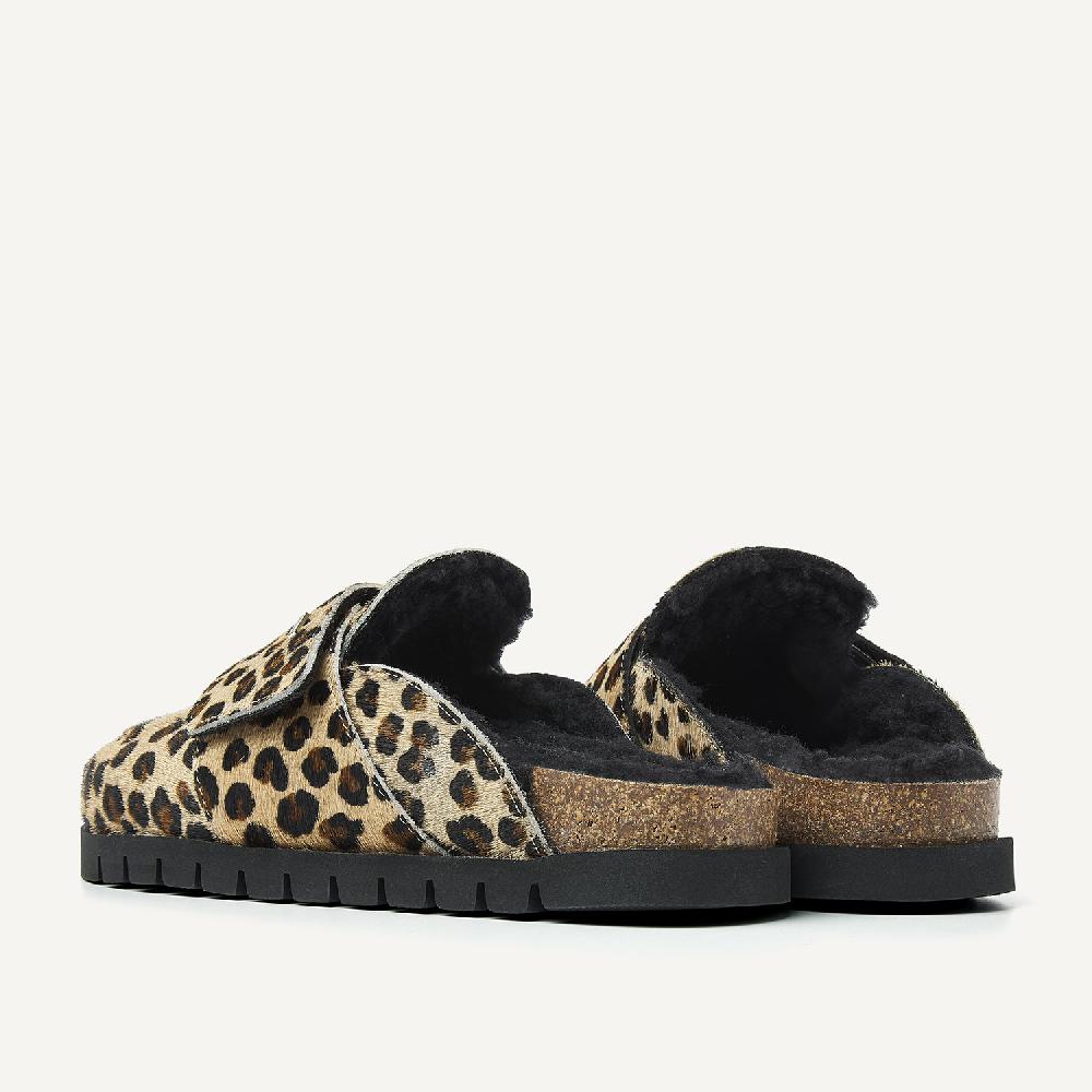 Nubikk Teddy Fur Luipaard Slippers Voor Dames