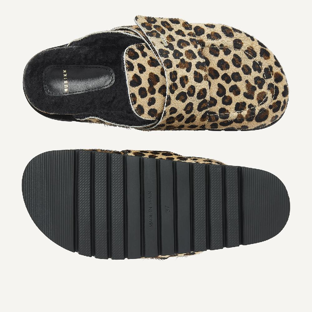 Nubikk Teddy Fur Luipaard Slippers Voor Dames