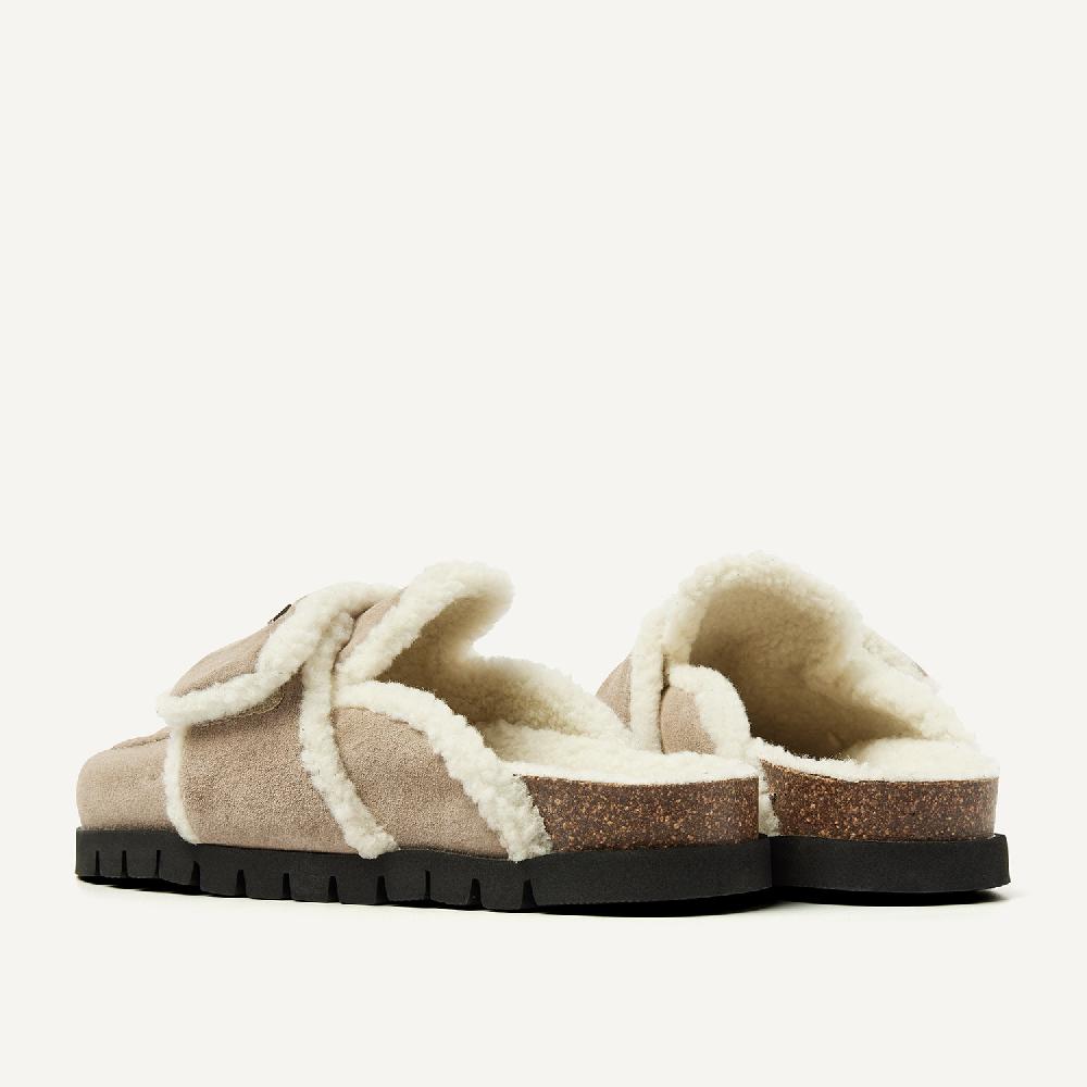 Nubikk Teddy Fur Taupe Slippers Voor Dames